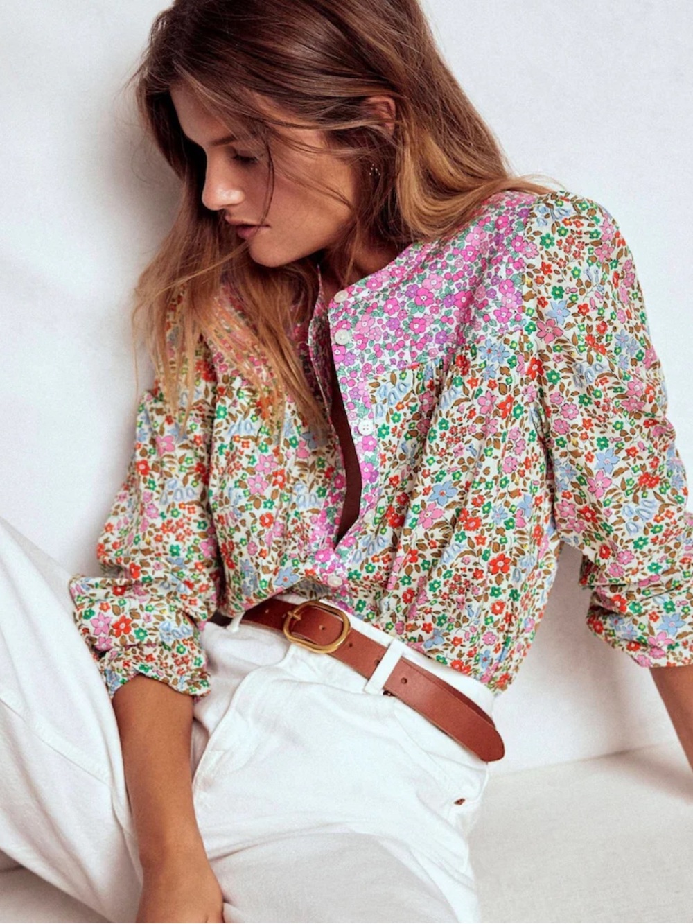 Boden Corrine Cotton Top Floral Blouse